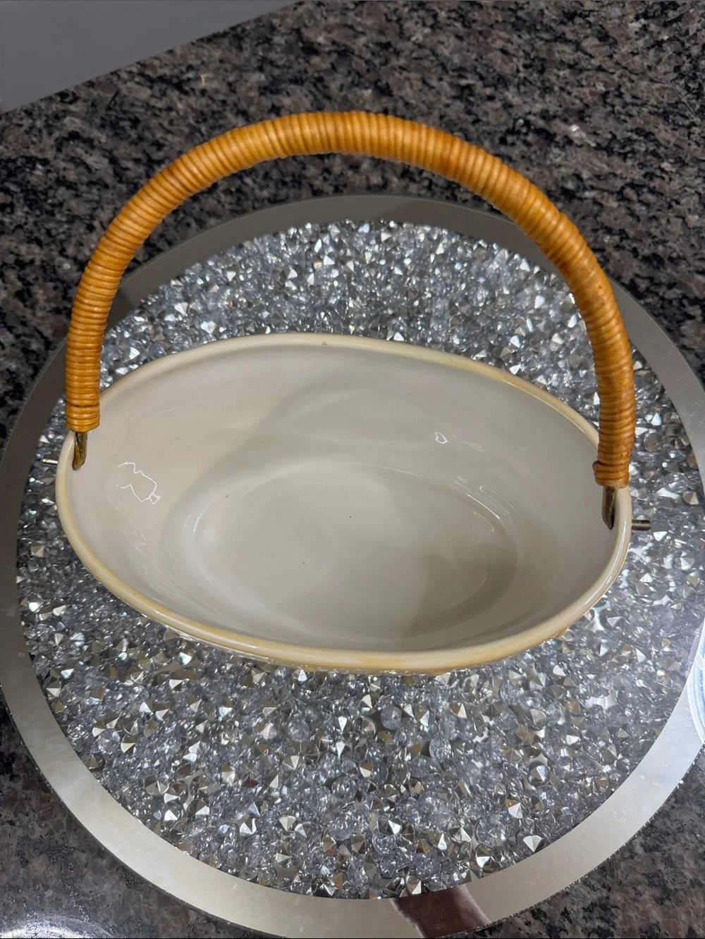 Pfaltzgraff vintage Ceramic Basket Planter with Floral Motif and Woven Handle